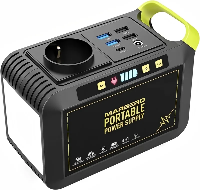 MARBERO ▫️ Central eléctrica portátil 88 Wh, gerador solar, bateria com ficha de 230 V CA, 120 W, acumulador de energia móvel com lanterna LED para campismo, viagens, autocaravanas, casa