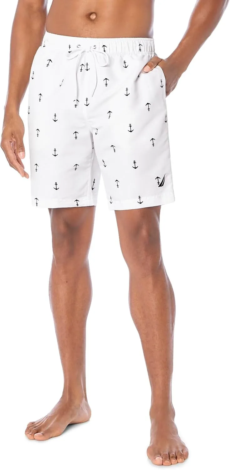 Nautica ▫️ Calções de banho Quick Dry com padrão clássico de âncoras por toda a peça - Calções de banho para homem