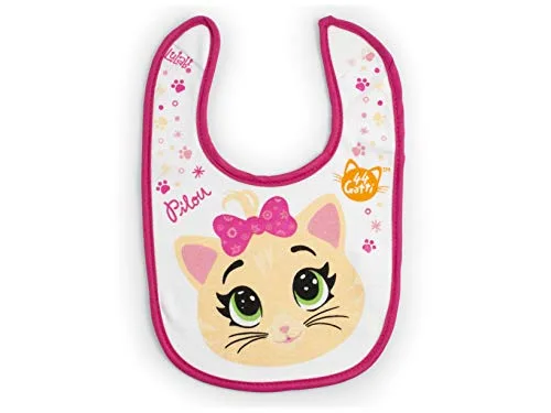 Lulabi ▫️ 44 GATTI GIRL Conjunto de 3 babetes para bebé, 100% algodão macio com estampado de 44 gatos, conjunto de babetes, velcro, hipoalergénicos, reutilizáveis, unissexo, 19 x 17 cm, multicolorido 3