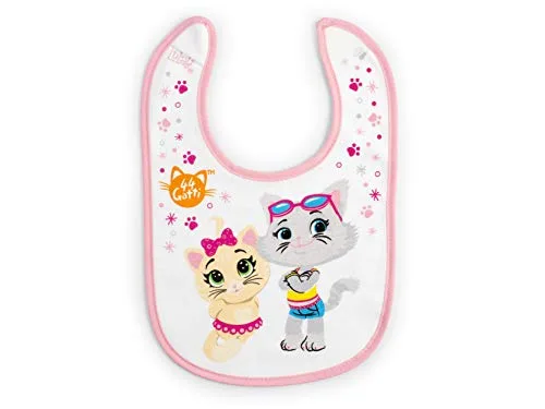 Lulabi ▫️ 44 GATTI GIRL Conjunto de 3 babetes para bebé, 100% algodão macio com estampado de 44 gatos, conjunto de babetes, velcro, hipoalergénicos, reutilizáveis, unissexo, 19 x 17 cm, multicolorido 4