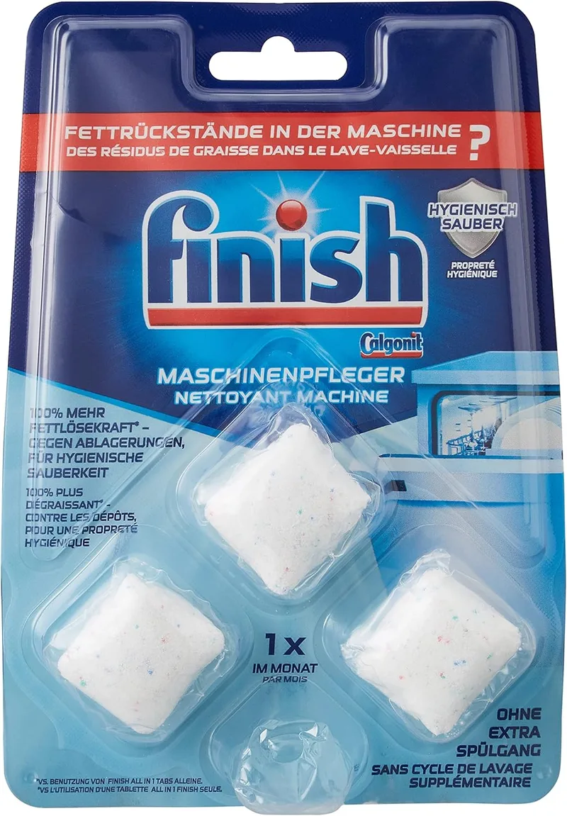 Finish ▫️ Dishwasher Care Tablets - Pastilhas para máquina de lavar louça contra a sujidade e a gordura no interior da máquina de lavar louça - 1 x 3 pastilhas para máquina de lavar louça