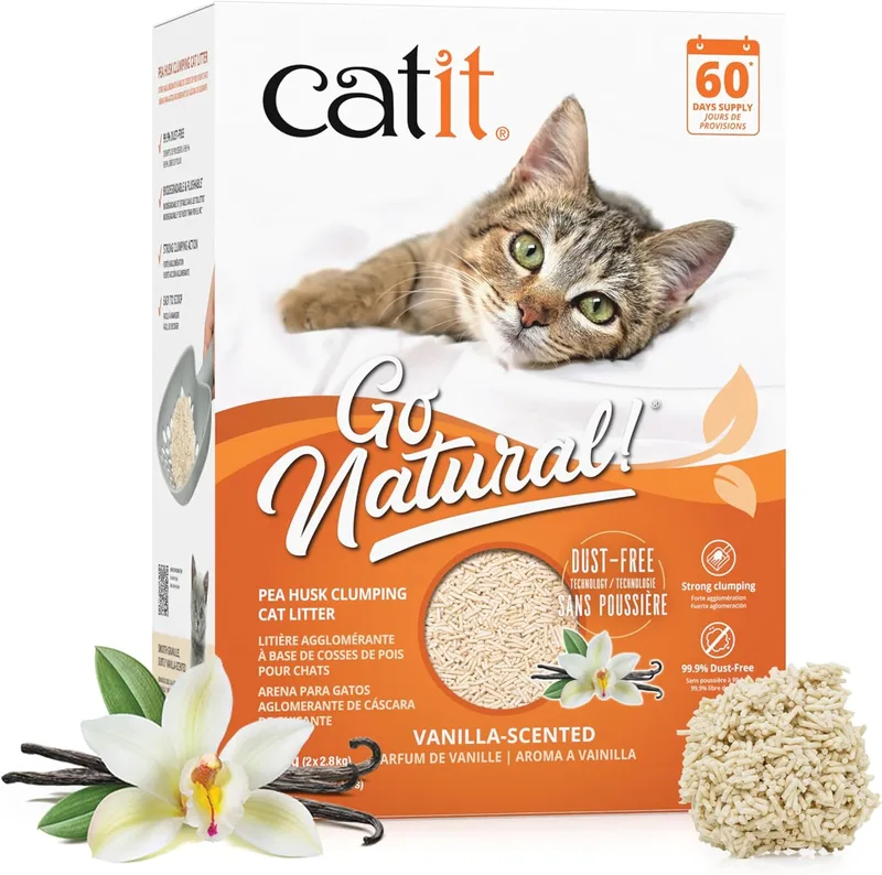 Catit ▫️ Go Natural! Areia de ervilha, sabor a baunilha 5,6 kg