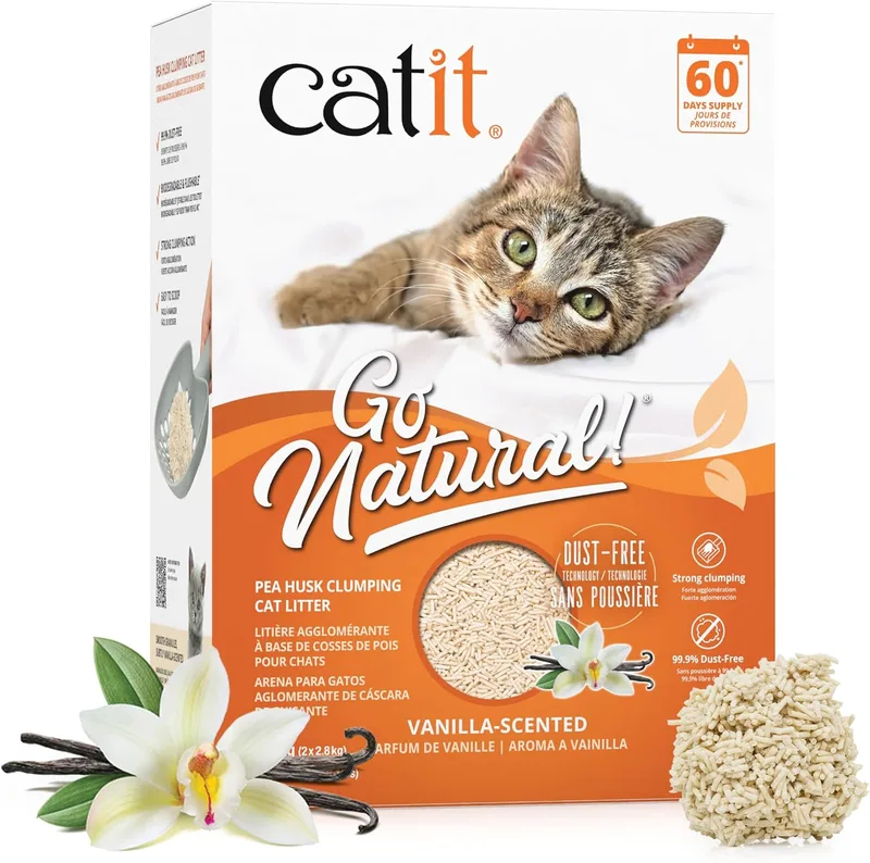 Catit ▫️ Go Natural! Areia de Ervilhas, Aroma a Baunilha 5,6 kg