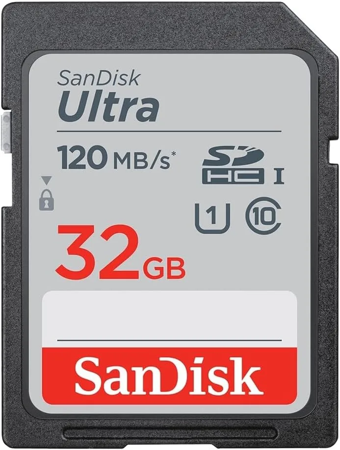 SanDisk ▫️ Cartão de memória Ultra 32GB SDHC, até 120 MB/s, Classe 10, UHS-I, V10, 3 unidades