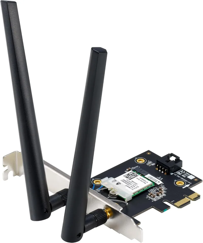 ASUS ▫️ BE6500 - Adaptador Wi-Fi 7 PCI-E tri-banda | 802.11be, Bluetooth 5.4, segurança de rede WPA3, OFDMA e MU-MIMO, funcionamento multi-link