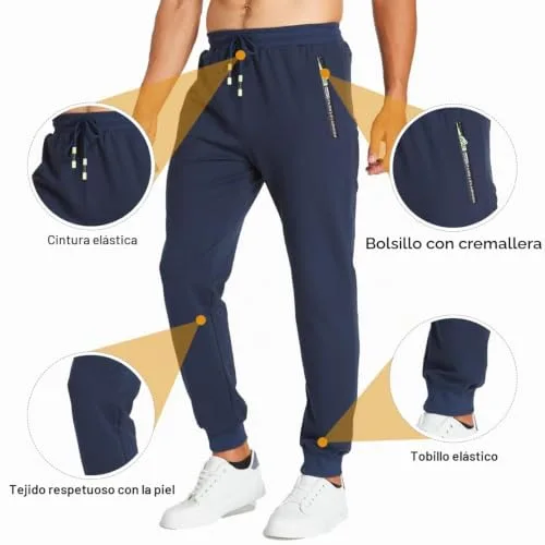 ZOXOZ ▫️ Calças Casuais para Homem Calças de Fato de Treino em Algodão com Cintura Elástica 4