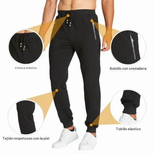 ZOXOZ ▫️ Calças Casuais para Homem Calças de Fato de Treino em Algodão com Cintura Elástica 4