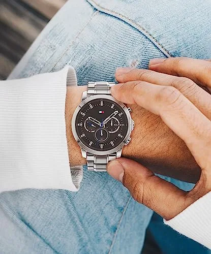 Tommy Hilfiger ▫️ Relógio analógico de quartzo multifunções para homem, com bracelete em aço inoxidável ou pele 4