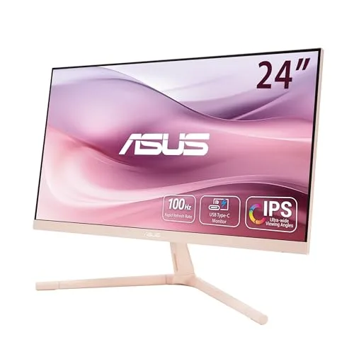 ASUS ▫️ VU249CFE-P - Monitor de jogos Eye Care de 24 polegadas, FHD (1920 x 1080), IPS, 100 Hz, IPS, Adaptive-Sync, USB Tipo C, DisplayWidget Center, EyeCare Plus - Cor rosa 2