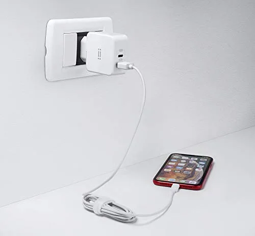 aiino italian ideas ▫️ Aiino Fonte de Alimentação USB-C de 27 W para iPhone 12, Pro, Mini, 11, X, SE e iPad - Portas USB de Carregamento Rápido 3.0 e Tipo C PD - Branco 6