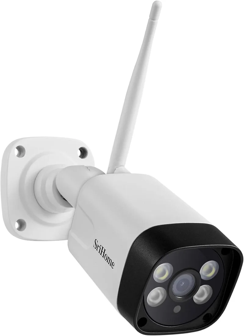 Sricam Italia ▫️ SriHome SH035 Câmara de Vigilância WiFi 3MP, Câmara de Vídeo Exterior 1296P, Câmara de Segurança com Visão Nocturna IP66, Aplicação Gratuita de Áudio de Deteção de Movimento de 2 Vias à Prova de Água