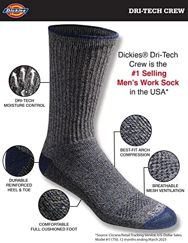 Dickies ▫️ Meias curtas Dri-tech Essential Moisture Control, disponíveis nos tamanhos M-XXL (6, 12 pares) – Meias para homem 3