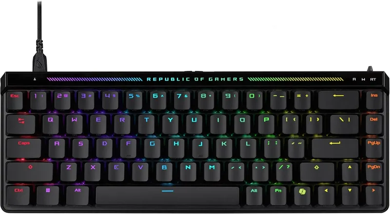 ASUS ▫️ Teclado analógico para jogos ROG Falchion Ace HFX 65%, interruptores magnéticos ROG HFX, disparo rápido, painel tátil, 8000 Hz, amortecimento de cinco camadas, caixa em ABS, teclas em ABS, QWERTY Inglês