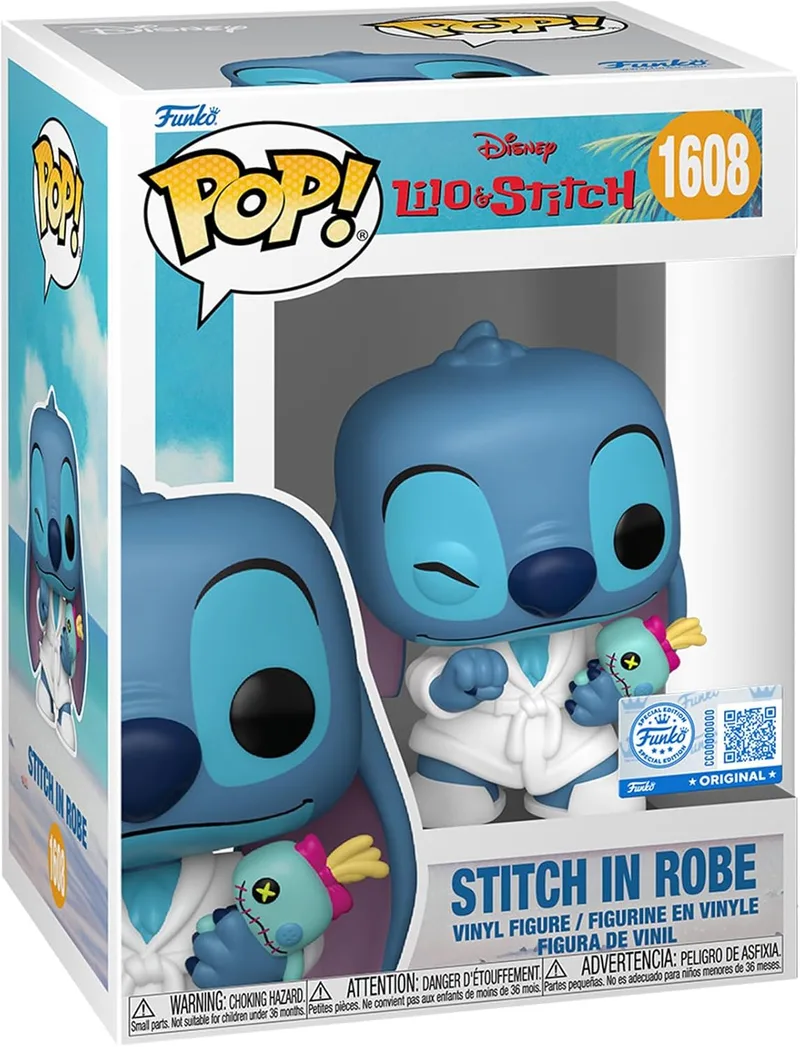 Funko ▫️ Pop! Disney: Lilo & Stitch - Stitch in Robe - Figura de Vinil Colecionável - Ideia para presente - Mercadoria Oficial - Brinquedos para Crianças e Adultos - Figura de Modelo Colecionável