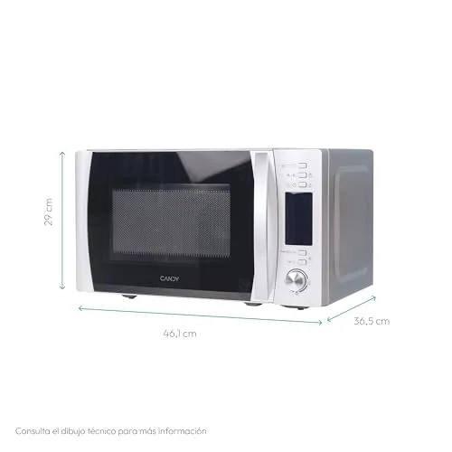 CANDY ▫️ X-Range CMXG22DS/ST, Micro-ondas com grelha, 22 L, 1250 W, 5 níveis, digital, 40 programas, bloqueio, prato de 25,5 cm, grelha, acessório para cozinhar a vapor, cozedura rápida, temporizador, aplicação Simply-Fi, aço inoxidável 2