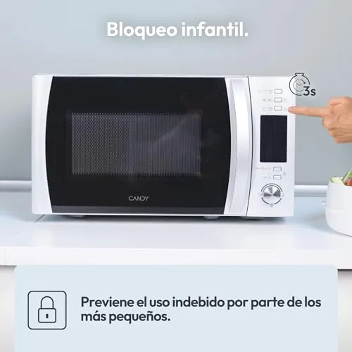 CANDY ▫️ X-Range CMXG22DS/ST, Micro-ondas com grelha, 22 L, 1250 W, 5 níveis, digital, 40 programas, bloqueio, prato de 25,5 cm, grelha, acessório para cozinhar a vapor, cozedura rápida, temporizador, aplicação Simply-Fi, aço inoxidável 4