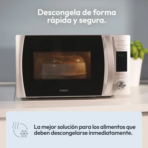 CANDY ▫️ X-Range CMXG22DS/ST, Micro-ondas com grelha, 22 L, 1250 W, 5 níveis, digital, 40 programas, bloqueio, prato de 25,5 cm, grelha, acessório para cozinhar a vapor, cozedura rápida, temporizador, aplicação Simply-Fi, aço inoxidável 5