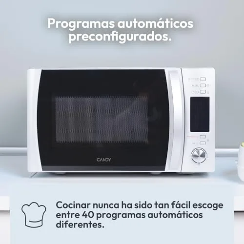 CANDY ▫️ X-Range CMXG22DS/ST, Micro-ondas com grelha, 22 L, 1250 W, 5 níveis, digital, 40 programas, bloqueio, prato de 25,5 cm, grelha, acessório para cozinhar a vapor, cozedura rápida, temporizador, aplicação Simply-Fi, aço inoxidável 7