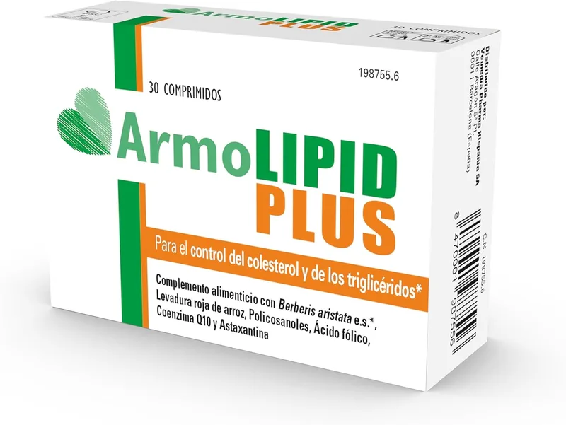 ARMOLIPID ▫️ PLUS - Suplemento alimentar, ajuda a manter os níveis de colesterol e triglicéridos, levedura de arroz vermelho, berberina, coenzima Q10 e astaxantina, 30 comprimidos