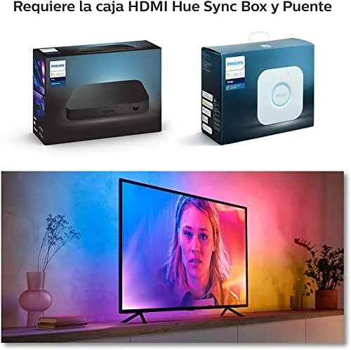 Philips Hue ▫️ Play Gradient - Fita LED inteligente, luz branca e luzes coloridas, fita de luzes inteligentes de 65 polegadas, sincroniza com o conteúdo do ecrã, compatível com Alexa e Google Home 4