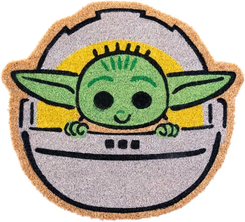Grupo Erik ▫️ Tapete Star Wars Grogu - Tapete de entrada para casa geek: Tapete de entrada, decoração para a casa | Tapete de exterior em fibra de coco, antiderrapante e impermeável (50x55 cm)