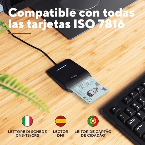 Trust ▫️ Leitor de cartões de identificação eletrónicos USB Primo, preto 4