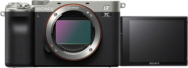 Sony ▫️ Alpha 7 C - Câmara EILC de formato completo (compacta e leve, focagem automática em tempo real, 24,2 MP, sistema de estabilização de 5 eixos, bateria de grande capacidade, apenas o corpo) Prateada