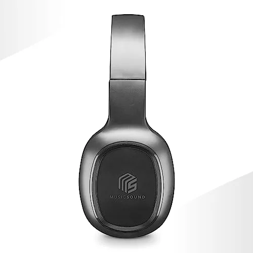 Music Sound ▫️ Auscultadores Bluetooth com arnês | Auscultadores estéreo supra-auriculares Bluetooth expansíveis com comando remoto - Autonomia de 14 horas - Em modo de espera: 120 horas - Tempo de recarga: 2 horas - Preto 3