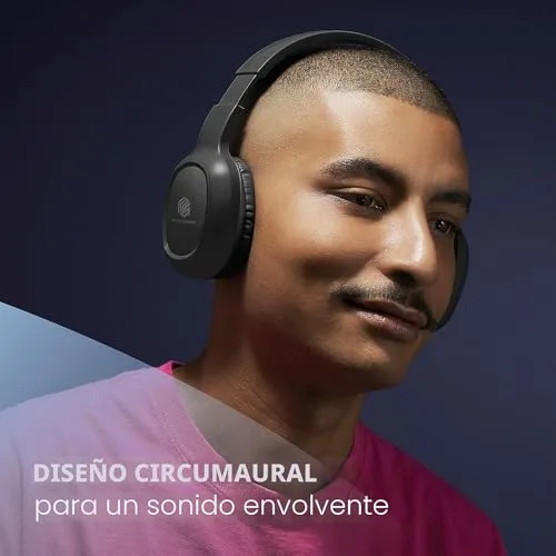 Music Sound ▫️ Auscultadores Bluetooth com arnês | Auscultadores estéreo supra-auriculares Bluetooth expansíveis com comando remoto - Autonomia de 14 horas - Em modo de espera: 120 horas - Tempo de recarga: 2 horas - Preto 6
