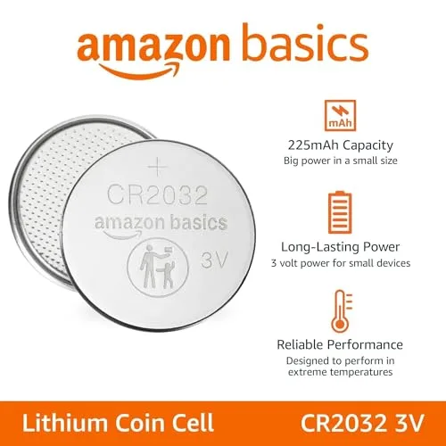 Amazon Basics ▫️ Conjunto de 6 pilhas de lítio CR2032 de longa duração, 3 volts, sem mercúrio 2