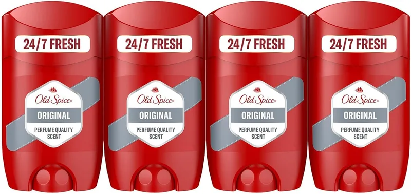 Old Spice ▫️ Original Men's Deodorant Stick 4x50 ml, Frescura 24 horas, Uso diário, Fragrância de longa duração, Fragrância excecional, Proteção contra odores