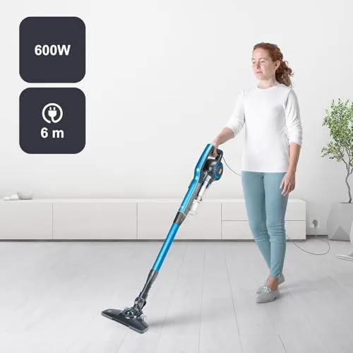 Black+Decker ▫️ Aspirador-vassoura com fio e sem saco | 2 em 1 BXVMS600E | 600 W | Cabo de 6 m | Potente e leve | Sistema ciclónico | Filtro HEPA 2