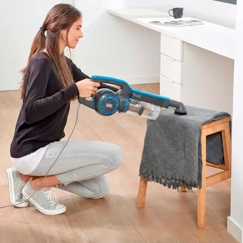 Black+Decker ▫️ Aspirador-vassoura com fio e sem saco | 2 em 1 BXVMS600E | 600 W | Cabo de 6 m | Potente e leve | Sistema ciclónico | Filtro HEPA 6