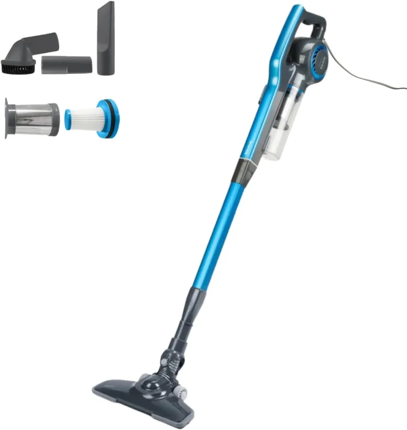 Black+Decker ▫️ Aspirador-vassoura com fio e sem saco | 2 em 1 BXVMS600E | 600 W | Cabo de 6 m | Potente e leve | Sistema ciclónico | Filtro HEPA