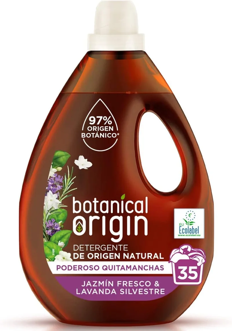 Botanical Origin ▫️ s Detergente para Roupa Orgânico Amigo da Pele Sensível, Fragrância Fresca de Jasmim e Lavanda Selvagem - 35 Lavagens