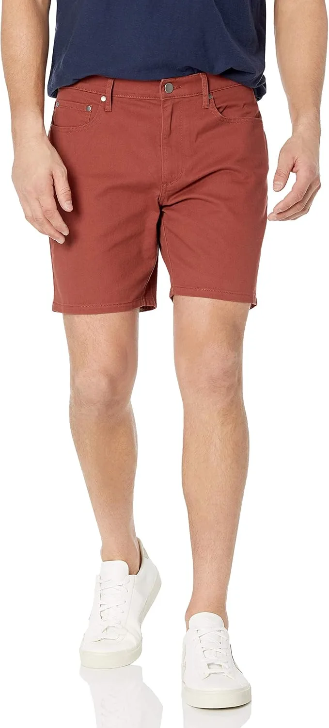 Amazon Essentials ▫️ Calções Elásticos de Corte Justo com 5 Bolsos, Entrepernas de 17,8 cm para Homem