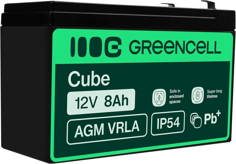 Green Cell ▫️ Bateria de gel AGM de substituição de célula verde Bateria de chumbo-ácido selada recarregável de 12V 8Ah Substituição de bateria sem manutenção para sistemas de alarme antirroubo Vigilância por vídeo