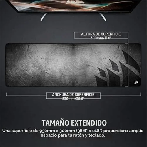 Corsair ▫️ Tapete de rato para jogos MM300 Pro - Versão alargada, preto/cinzento 5