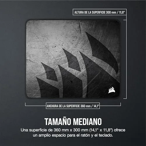 Corsair ▫️ Tapete para jogos MM300 Pro - Médio, Preto/Cinzento 7