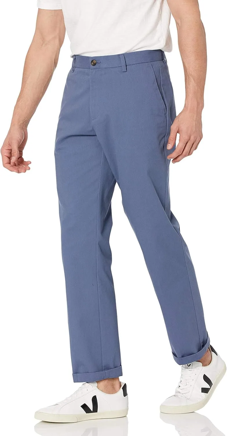 Amazon Essentials ▫️ Calças clássicas para homem, resistentes a rugas, de corte justo, estilo chino casual para homem (disponível em tamanho grande), índigo, 32W / 34L