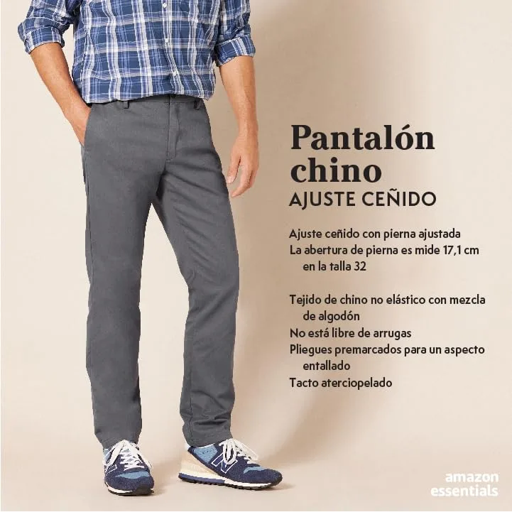 Amazon Essentials ▫️ Calças de trabalho estilo chino de corte justo, resistentes às rugas e sem pregas, para homem 2