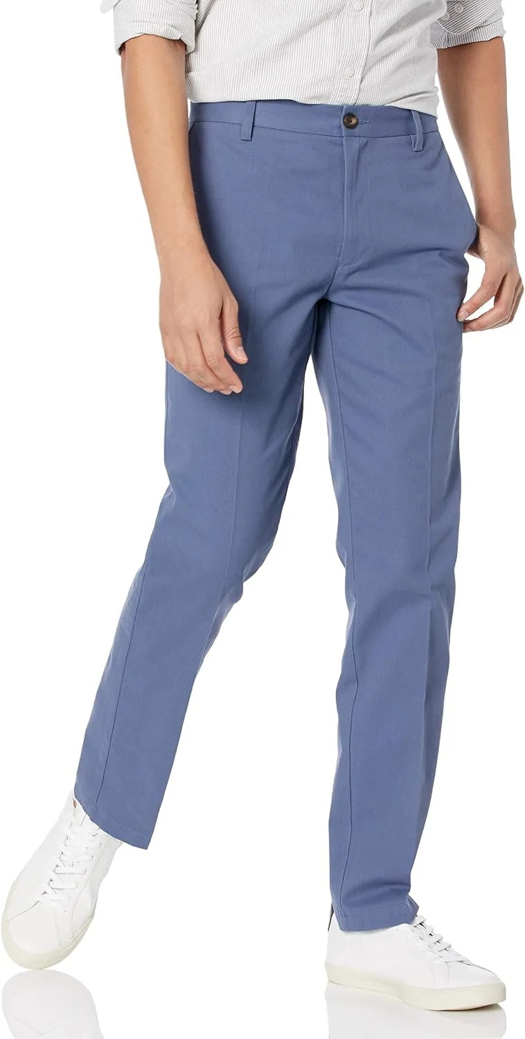 Amazon Essentials ▫️ Calças de trabalho estilo chino de corte justo, resistentes às rugas e sem pregas, para homem