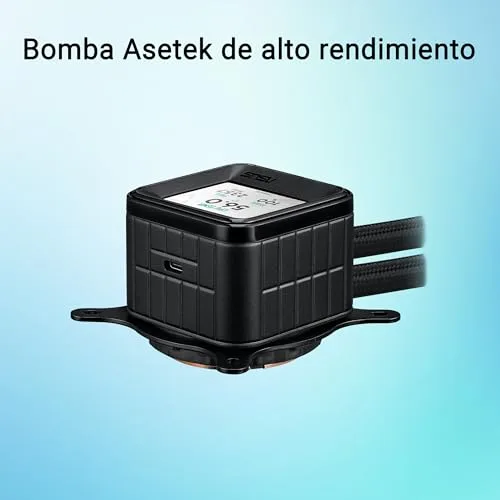 ASUS ▫️ Prime LC 360 ARGB LCD - Sistema de refrigeração líquida «tudo-em-um» para CPU com ecrã LCD, bomba Asetek de alto rendimento, motor robusto e ventoinhas ligáveis em cadeia 3