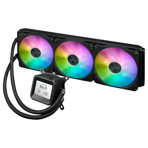 ASUS ▫️ Prime LC 360 ARGB LCD - Sistema de refrigeração líquida «tudo-em-um» para CPU com ecrã LCD, bomba Asetek de alto rendimento, motor robusto e ventoinhas ligáveis em cadeia 5