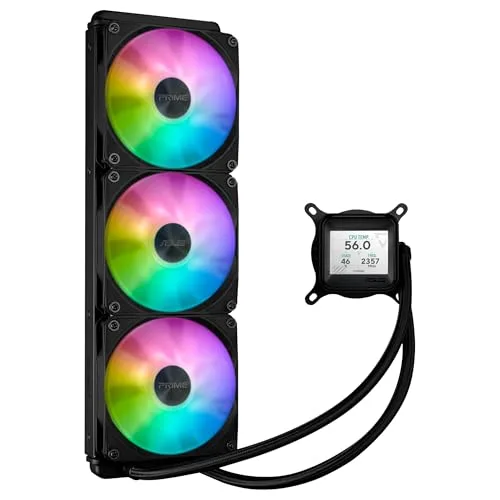ASUS ▫️ Prime LC 360 ARGB LCD - Sistema de refrigeração líquida «tudo-em-um» para CPU com ecrã LCD, bomba Asetek de alto rendimento, motor robusto e ventoinhas ligáveis em cadeia 7