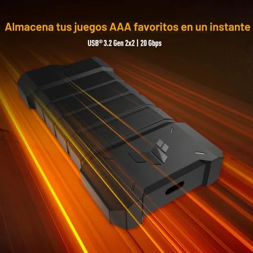 ASUS ▫️ TUF Gaming A2 - Caixa para SSD, USB-C 3.2, 20 Gbps, IP68, MIL-STD-810H 2