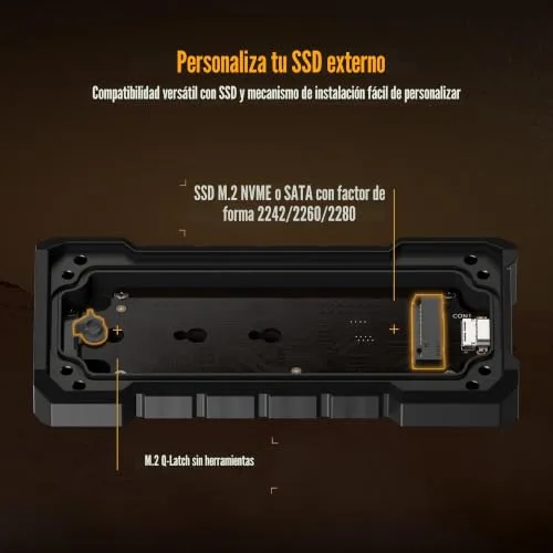 ASUS ▫️ TUF Gaming A2 - Caixa para SSD, USB-C 3.2, 20 Gbps, IP68, MIL-STD-810H 5