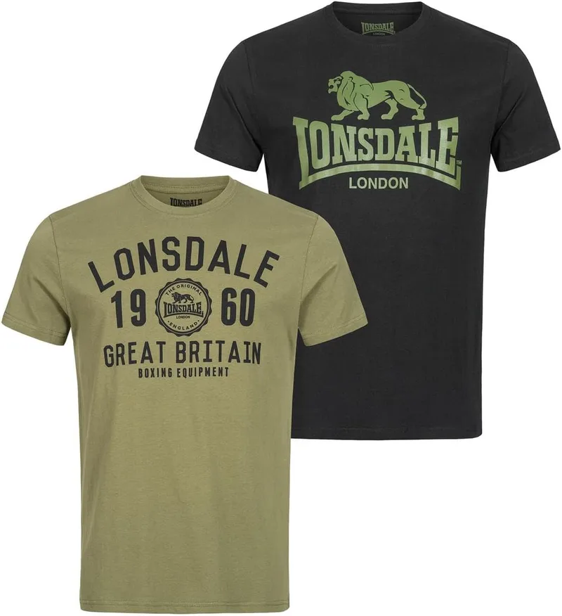 Lonsdale ▫️ Bangor Double Pack - T-shirt para homem (Conjunto de 2)