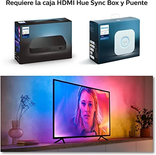 Philips Hue ▫️ Play Gradient – Fita LED inteligente, luz branca e luzes coloridas, fita de luzes inteligentes de 55 polegadas, sincroniza-se com o conteúdo do ecrã, compatível com Alexa e Google Home 4