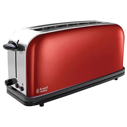 Russell Hobbs ▫️ Máquina de café de gotejamento Colours Plus para 15 chávenas, jarro de vidro de 1,5 L, programável, vermelho 24031-56 + Torradeira Colours Plus com 1 ranhura longa e larga para 2 fatias, aço inoxidável, Vermelho 21391-56 2